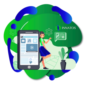 Innatos - 7 tips for social CRM - woman using a phone with a green background